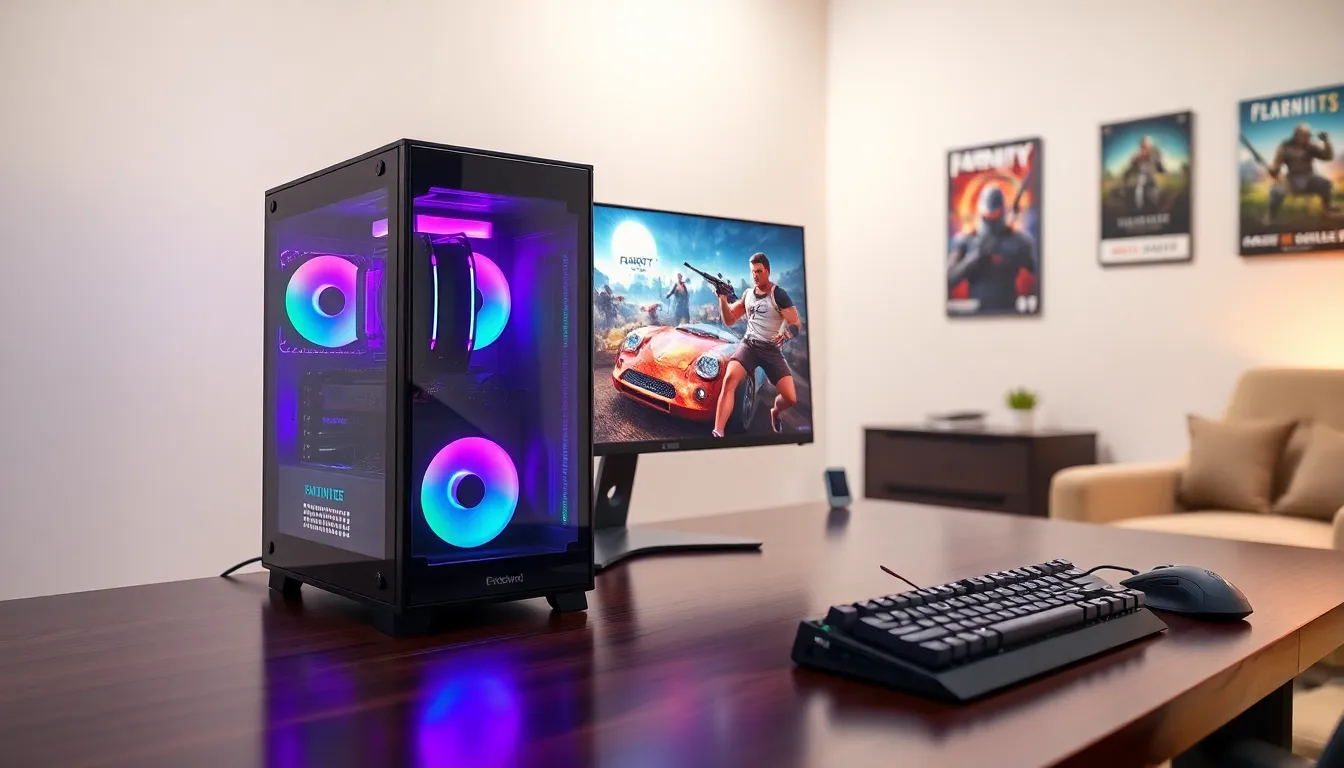modern budget prebuilt gaming PC setup in a stylish workspace.